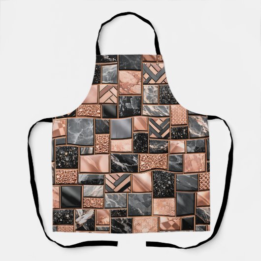 Roségold-Schwarz-Marmor-Mosaik Schürze (Vorderseite)