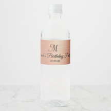 Roségold-Schwarz-Monogramm-Hochzeit Geburtstag