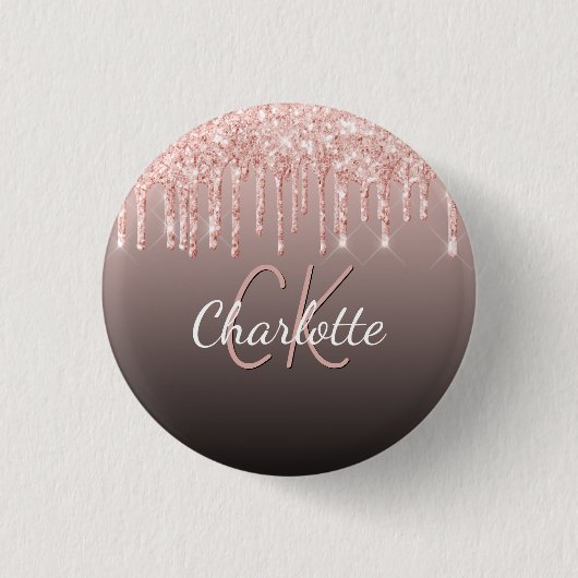 Roségold-schwarze Glittertropfen individuell angep Button (Vorderseite)