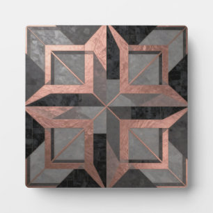 Roségold-schwarzes geometrisches Marmormuster Fotoplatte