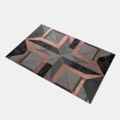 Roségold-schwarzes geometrisches Marmormuster Fußmatte (Schrägansicht)