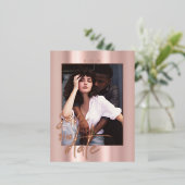 Rosegold Script Photo Wedding Save the Date Folien Feiertagspostkarte (Stehend vorne)