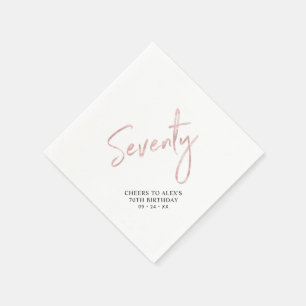 Roségold Siebzig Moderne Erwachsene 70. Geburtstag Serviette