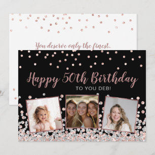 Roségold Silber Foto Collage 50. Geburtstag Karte