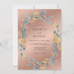 Roségold Sophisticated Botanische Hochzeit Einladung