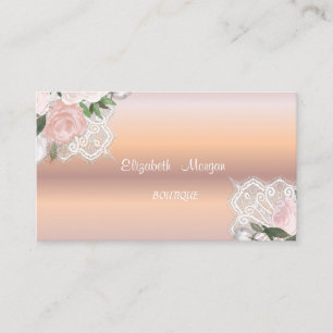 Roségold, Spitze, Aquarellblumen Visitenkarte