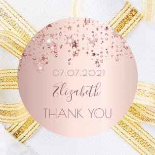 Roségold Sterne Geburtstag Danke Runder Aufkleber