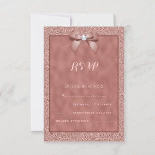 Roségold & Stylischer Glitter RSVP Karte