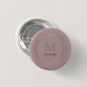 Rosegold Template Monogram Elegant Moderne Button (Vorne & Hinten)
