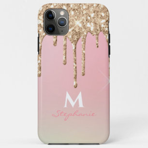 Roségold tropfender Glitter rosa Ombre Monogramm Case-Mate iPhone Hülle