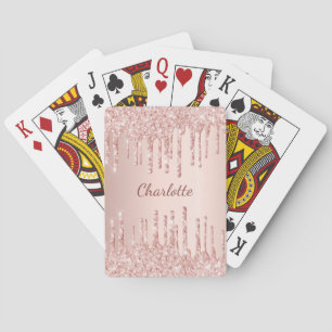 Roségold-Tropfnamenskript Spielkarten
