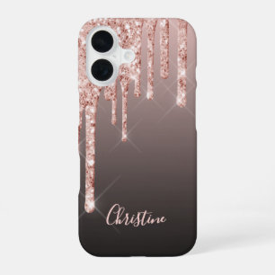 Roségold tropft Kupfer-Ombre-Name girly iPhone 16 Hülle