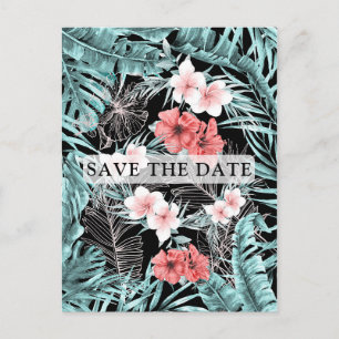 Roségold Tropisch Elegante Botanische Hochzeitsein Ankündigungspostkarte