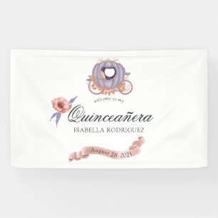 Roségold- und Lila-Glitter-Prinzessin-Quinceañera Banner