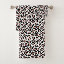 Roségold- und Schwarz-Leopardenprint-Badehandtuch-