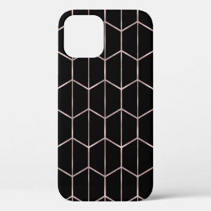 Roségold und schwarzer Chic Sechseck geometrischer Case-Mate iPhone Hülle