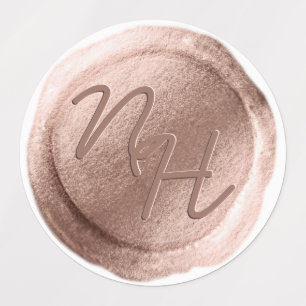 Roségold-Wachssiegel-Initialen Hochzeitsmonogramm Etiketten