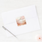 RoseGold Watercolor Hochzeit Willkommen Quadratischer Aufkleber (Umschlag)