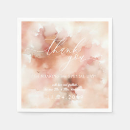 RoseGold Watercolor Wedding Vielen Dank Serviette