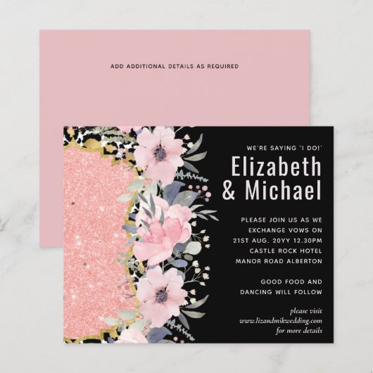 Rosegold WEDDING Girly Pink Glitzer Glam (Vorne/Hinten)