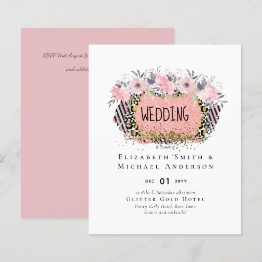 Rosegold WEDDING Girly Pink Glitzer Glam (Vorne/Hinten)