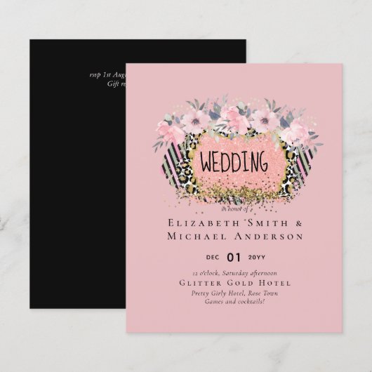 Rosegold WEDDING Girly Pink Glitzer Glam (Vorne/Hinten)