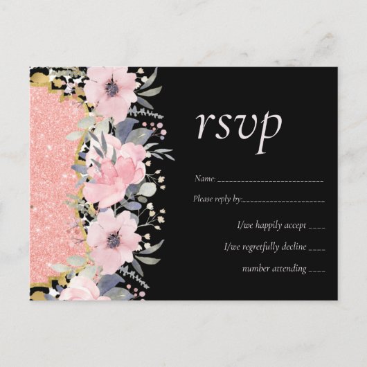 Rosegold WEDDING Girly Pink Glitzer Glam Postkarte (Vorderseite)