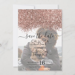Roségold Weiße Glitter Konfetti Foto Hochzeit Save The Date