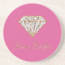 Roségold Weißer Funkel Diamant Getränkeuntersetzer