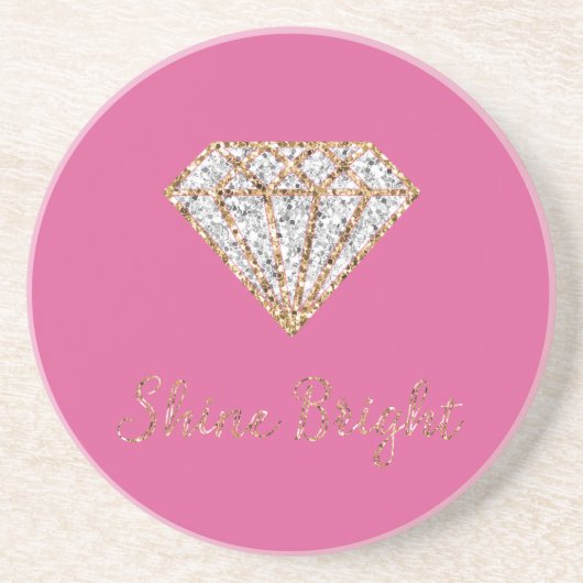 Roségold Weißer Funkel Diamant Getränkeuntersetzer (Vorne)