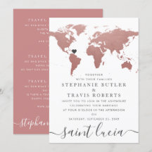 Roségold Weltkarte Reise Thema Hochzeit