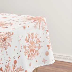 Roségold-Winter-Schneeflocken auf Weiß Tischdecke