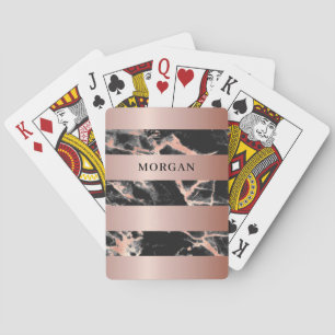 Roségoldbänder, Schwarz & Roségoldmarmor, Name Spielkarten