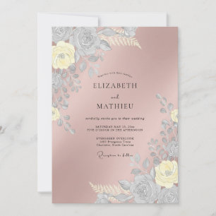 Roségoldene Ätherische Florale Hochzeit Einladung
