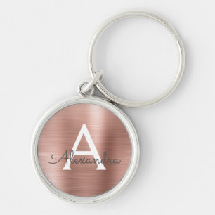 Roségoldene falsche Edelstahl-Monogramm Schlüsselanhänger