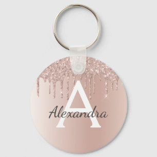 Roségoldene falsche Edelstahl-Monogramm Schlüsselanhänger