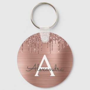 Roségoldene falsche Edelstahl-Monogramm Schlüsselanhänger