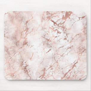 Roségoldene Faux-Marmor-Textur in Rosa und Weiß Mousepad