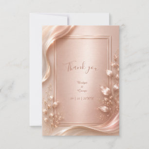 Roségoldene florale Luxus-Hochzeit metallischer Gl Dankeskarte