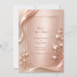 Roségoldene florale Luxus-Hochzeit metallischer Gl Einladung