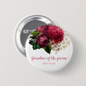 Roségoldene florale Oma Mutter des Bräutigams Button (Vorne & Hinten)