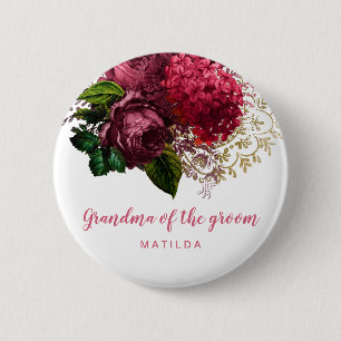Roségoldene florale Oma Mutter des Bräutigams Button