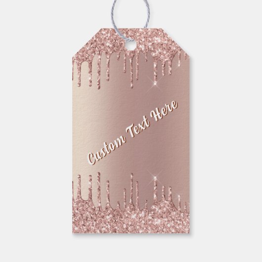Roségoldene glitzernde Geschenkanhänger mit indivi (Rückseite)