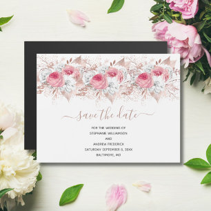 Roségoldene Hochzeit-Speichern-Sie-Das-Datum-Magne Magnetkarte