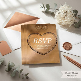 Roségoldene Hochzeits-RSVP-Spitzenherzrahmen RSVP Karte