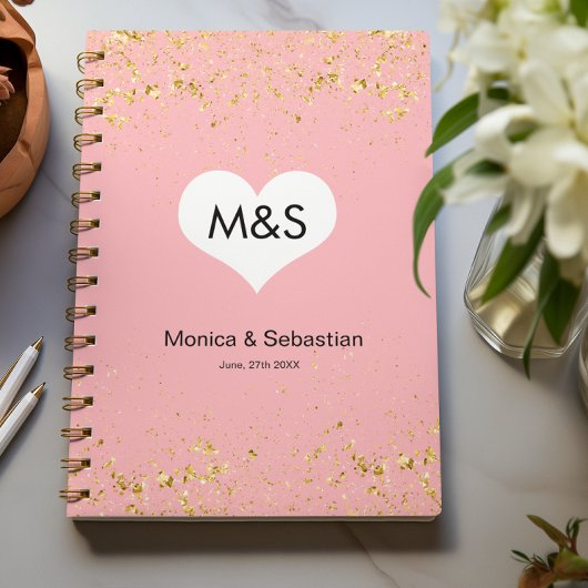 Roségoldene Hochzeitsplanerin mit Glitzer Planer