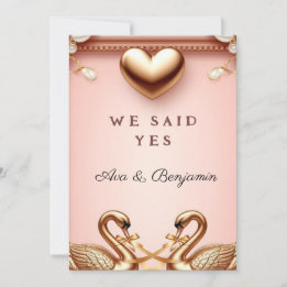 🌸 Roségoldene Hochzeitsschwan-Paar-Themeneinheit Einladung