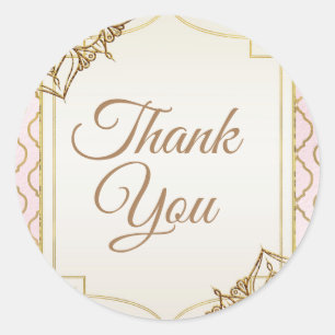 Roségoldene marokkanische Hochzeitsgunst im Stil v Runder Aufkleber