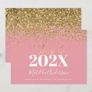 roségoldene moderne elegante Abschluss-Schrift Einladung