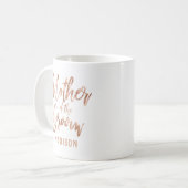 Roségoldene moderne Hochzeit Mutter des Bräutigams Kaffeetasse (Vorderseite Links)